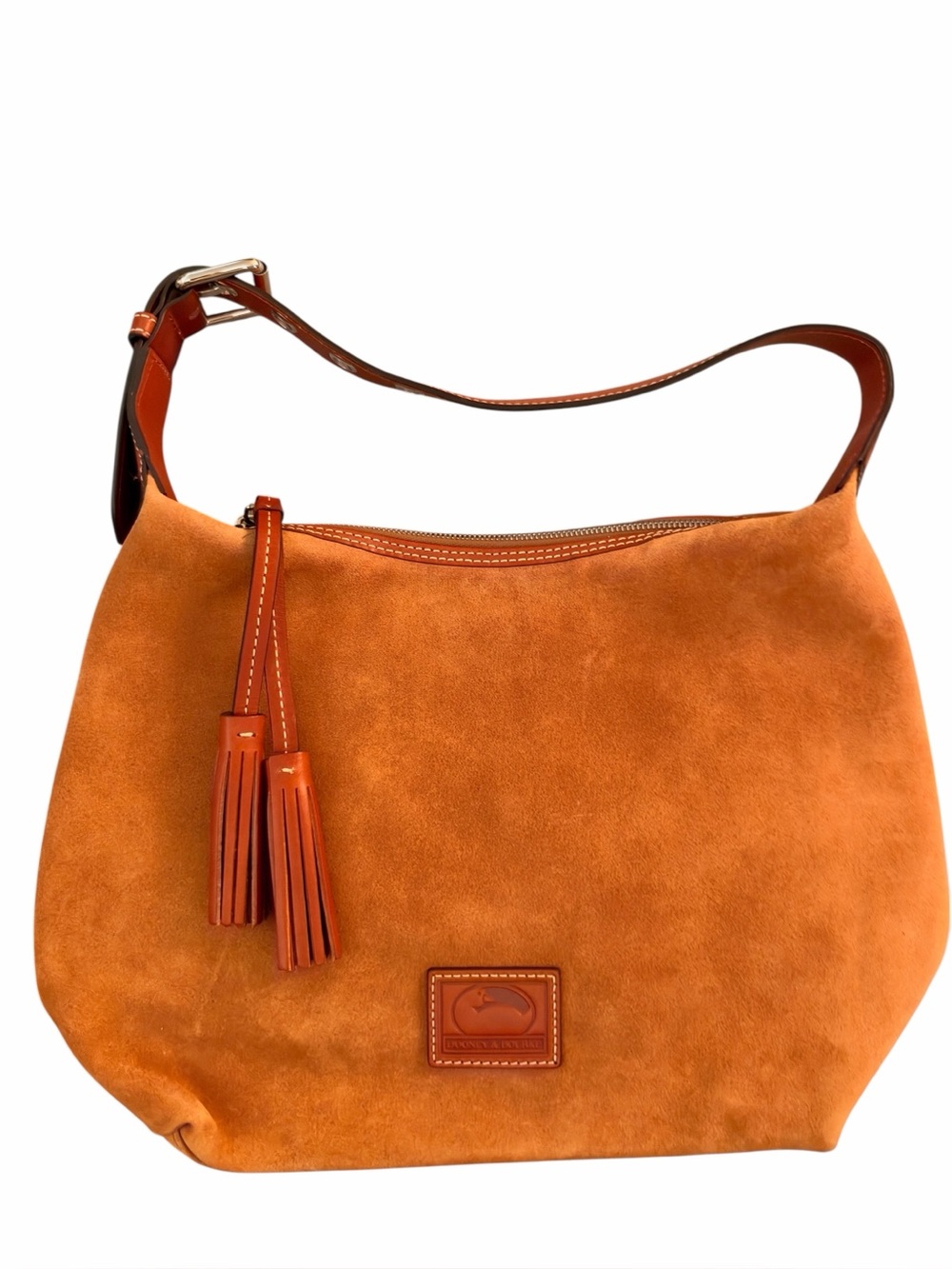 Dooney and Bourke Suede Handbag in Tan with Brown leather